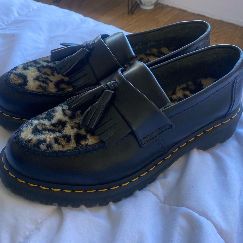 NEW DR MARTENS ADRIAN LEOPARD LOAFERS